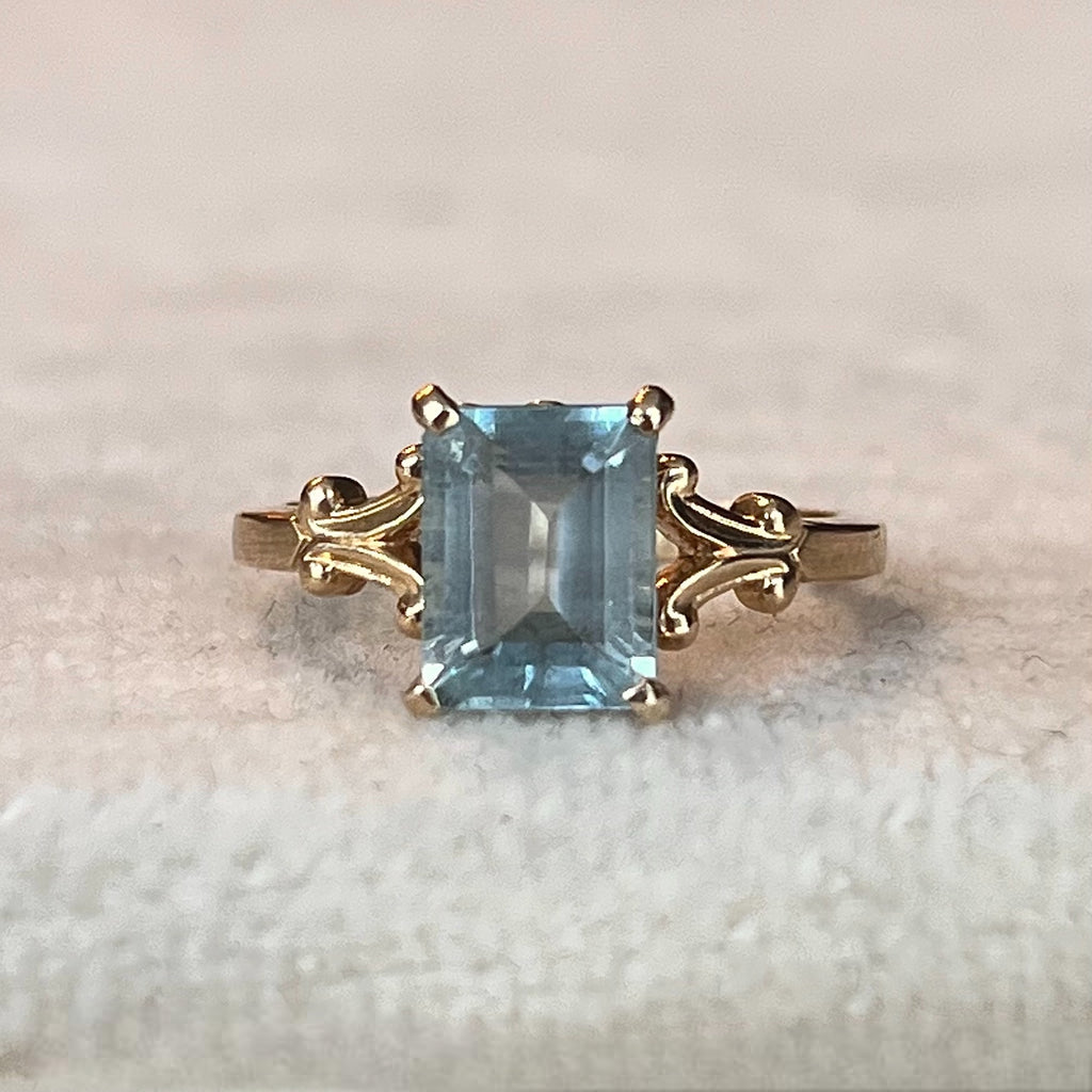 5.1 Carat Emerald Cut Aquamarine Art Deco Inspired White Gold Ring –  Imperial Jewellery